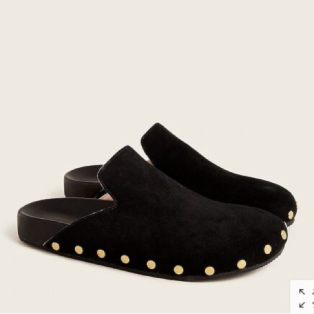 🆕 J Crew Pacific Studded Clog / Mule Black Suede 10